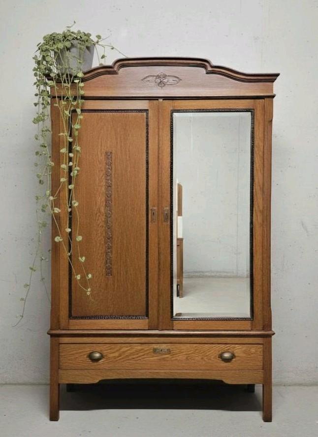 Antieke brocante Art Deco meidenkast vintage linnenkast kast, Antiek en Kunst, Curiosa en Brocante, Ophalen of Verzenden