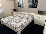 Wit tweepersoonsbed met lattenbodem, Huis en Inrichting, Slaapkamer | Bedden, Ophalen, Verstelbaar, Wit, Tweepersoons