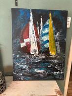 Origineel schilderij – Zeilboten op zee – 80 60 cm, Antiek en Kunst, Kunst | Schilderijen | Klassiek, Ophalen of Verzenden