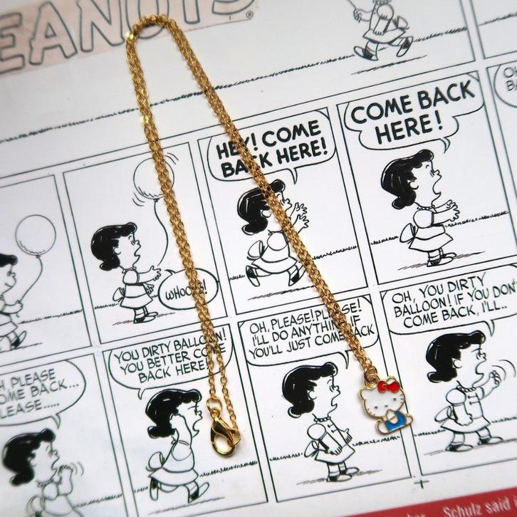 Goudkleurig kettinkje met Hello Kitty hangertje, Sieraden, Tassen en Uiterlijk, Kettingen, Nieuw, Overige materialen, Goud, Met hanger