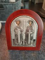 Byzantijnse Icoon met Zilver 925 Afbeelding, Antiek en Kunst, Verzenden