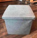 Grijze opvouwbare poef / opbergmand met deksel - vierkant, Huis en Inrichting, Banken | Voetenbanken en Poefen, Ophalen of Verzenden