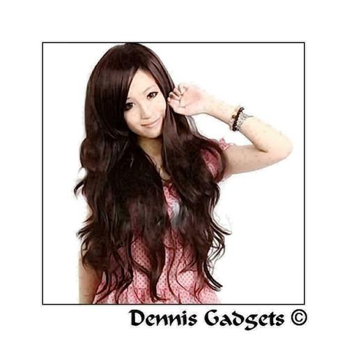 Dennis Gadgets:Donkerbruine lange golvende damespruik nr.82, Sieraden, Tassen en Uiterlijk, Uiterlijk | Haarverzorging, Nieuw