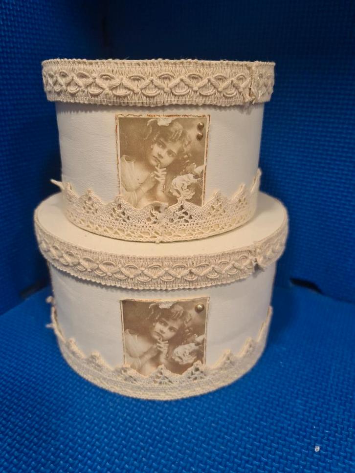 Brocante Decoratie Dozen - Set van 2, Antiek en Kunst, Curiosa en Brocante, Ophalen of Verzenden