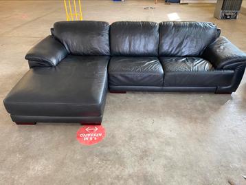 !!ACTIE!! Leren hoekbank en 3 zitter, gratis levering