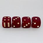 4 Rood Bakeliet/Catalin Dobbelstenen, Verzenden, Zo goed als nieuw
