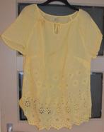 Bloes geel broderie kant korte mouw katoen maat 46-48., Blouse of Tuniek, Geel, Ophalen of Verzenden, Onbekend