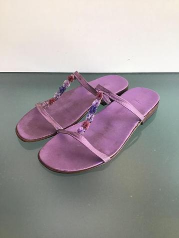 GRATIS VERZENDEN | RUE BLANCHE lila leren slippers 39.5 beschikbaar voor biedingen