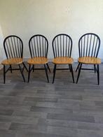 4 vintage massief houten stoelen van Windsor Engeland, Ophalen, Gebruikt, Bruin, Vier