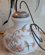 Hanglamp vintage glas bloemen vogels nw bedrading, Huis en Inrichting, Lampen | Hanglampen, Ophalen of Verzenden, Zo goed als nieuw