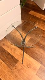Round Glass Side Table with Metal Base, Huis en Inrichting, Minder dan 55 cm, Rond, Ophalen, 45 tot 60 cm