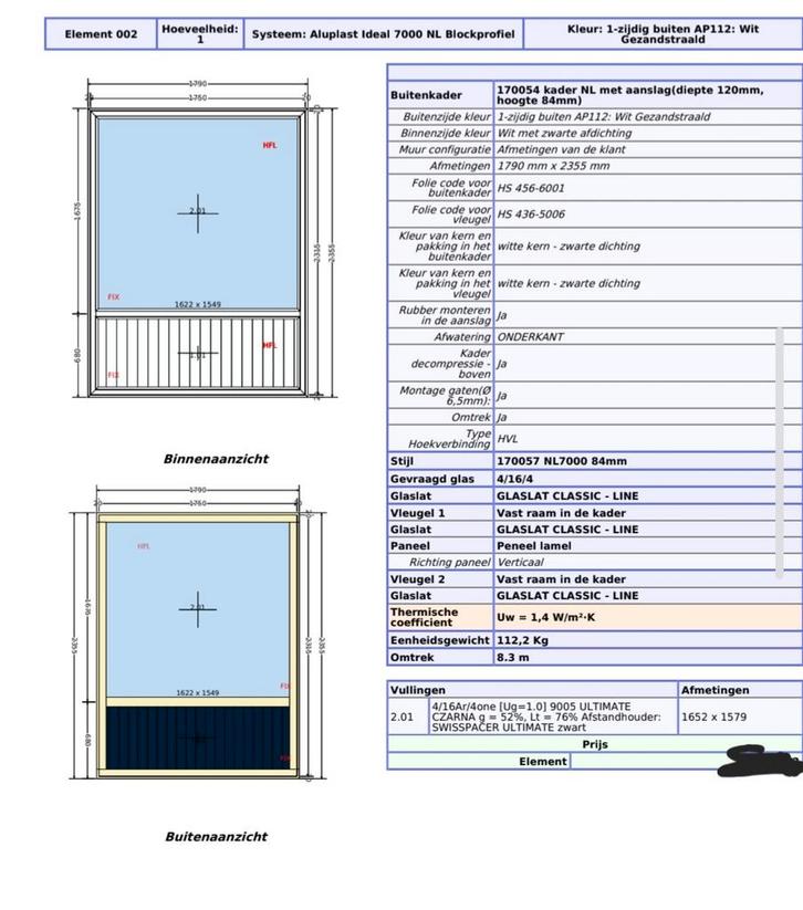 Nieuw Aluplast kunststof kozijn -, Doe-het-zelf en Verbouw, Kozijnen en Schuifpuien, Nieuw, Ophalen of Verzenden