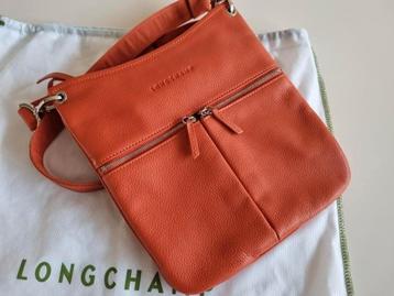 Longchamp Le Foulonné leren crossbody tas. Oranje. Zgan. beschikbaar voor biedingen