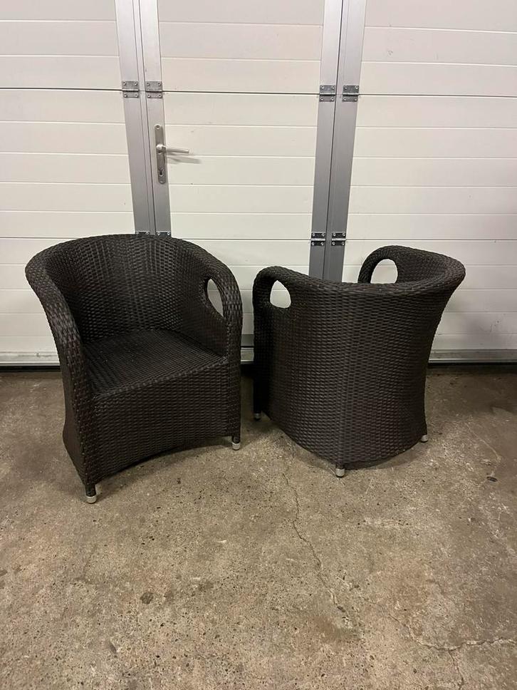 36 nieuwe Luxe horeca restaurant Terras stoelen rotanlook, Tuin en Terras, Tuinstoelen, Zo goed als nieuw, Aluminium, Ophalen