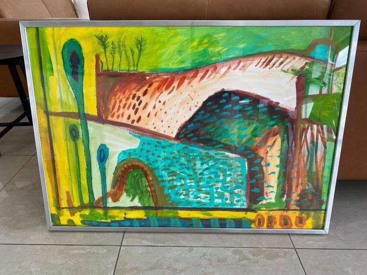 Schilderij met moderne, expressieve kleurstelling., Antiek en Kunst, Kunst | Schilderijen | Klassiek, Ophalen