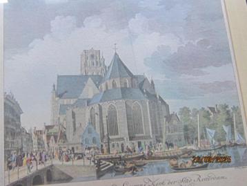 Mooie Zeer oude kl Gravure LAURENSKERK ROTTERDAM beschikbaar voor biedingen