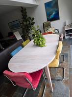 Ovalen houten tafel massief eiken vintage uittrektafel 6 a 8, Huis en Inrichting, Ophalen, Gebruikt, Eikenhout, Vijf personen of meer