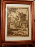 Zeldzame houtsnede stadsgezicht door Clement van Vlaardingen, Antiek en Kunst, Ophalen