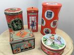 5 vintage beschuit, koek of snoepblikjes., Verzamelen, Blikken, Ophalen of Verzenden, Gebruikt, Overige