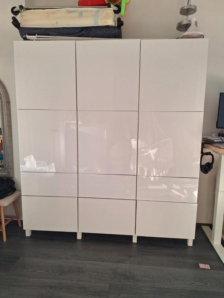 Ikea besta wit gloss kast laden cabinet storage buffet, Huis en Inrichting, Kasten | Lockerkasten, Zo goed als nieuw, Ophalen