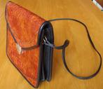 Cognackleurige rood/bruin (nep)krokodillenleer damestas., Ophalen, Zo goed als nieuw, Bruin, Handtas