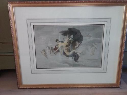 Prachtige afbeelding in mooie lijst, Antiek en Kunst, Kunst | Etsen en Gravures, Ophalen