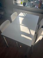 IKEA Vihals tafel + 4 Teodores stoelen wit, Huis en Inrichting, Tafels | Eettafels, Ophalen, Gebruikt, 100 tot 150 cm, 50 tot 100 cm