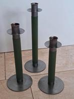 Set 3 kandelaren Scandinavian design Industrial - staal/hout, Huis en Inrichting, Ophalen, Zo goed als nieuw, Groen, Minder dan 25 cm