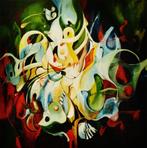 Kleurrijk schilderij Elly Maessen, Antiek en Kunst, Kunst | Schilderijen | Abstract, Ophalen