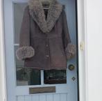Vintage Lammycoat grijs / halflang / grijs / wol / leer, Ophalen of Verzenden, Zo goed als nieuw, Maat 36 (S), Grijs