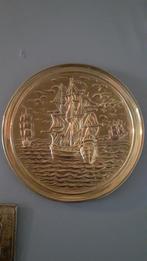 Koperen wandbord schip / schepen, Antiek en Kunst, Ophalen of Verzenden, Koper