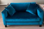 Love Seat incl 2x sierkussen en brede pouf - velvet petrol, Zo goed als nieuw, Ophalen