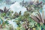 Jungle fotobehang Tropical Heaven, trendy behang, palm, Huis en Inrichting, Stoffering | Behang, Verzenden, Minder dan 10 m², Jungle, bladeren, botanisch behang, trendy, modern