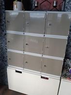 9 lockers / kluisjes / kastjes - taupe / lichtbruin / grijs, Ophalen of Verzenden, Gebruikt
