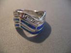 Een mooie Zilveren Meander Ring met Blauwe Lab Opaal, Sieraden, Tassen en Uiterlijk, Zilver, Ring, Verzenden