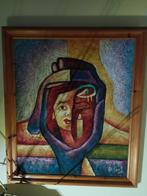 Vezelschilderij Gesigneerd - ZGAN, Antiek en Kunst, Kunst | Schilderijen | Klassiek, Ophalen of Verzenden