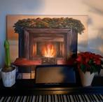 Schilderij haard, Antiek en Kunst, Kunst | Schilderijen | Klassiek, Ophalen of Verzenden