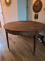Vintage ronde houten eettafel (uitschuifbaar) op wieltjes, Antiek en Kunst, Antiek | Meubels | Tafels, Ophalen of Verzenden