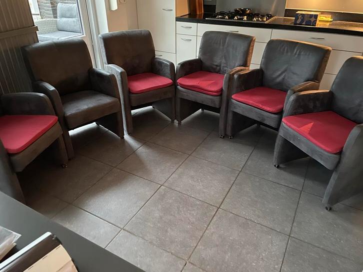 6 eetkamerstoelen, Huis en Inrichting, Fauteuils, Gebruikt, Stof, Minder dan 50 cm, Minder dan 75 cm, Ophalen