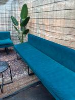 Koppelbare velvet bank - groen/blauw, Huis en Inrichting, Ophalen, Gebruikt, 75 tot 100 cm, 200 tot 250 cm