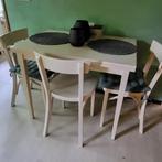 Vlindertafel met 4 stoelen – ideaal voor kleine ruimte!, Ophalen, Gebruikt, 4 tot 6 stoelen