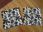 Ikea - twee kussenhoesjes Alpklover - roomwit/zwart gebloemd, Ophalen of Verzenden, Zo goed als nieuw, Wit, Vierkant