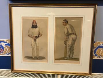 2 Vanity fair cricket prenten in lijst met glas. beschikbaar voor biedingen