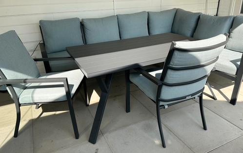 Mooie loungediningset kleur lichtblauw/grijs, Tuin en Terras, Tuinsets en Loungesets, Zo goed als nieuw, Loungeset, Aluminium