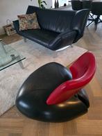 Leolux Pallone Fauteuil - Nachtblauw met rood, Huis en Inrichting, Stoelen, Blauw, Design, Leer, Ophalen of Verzenden