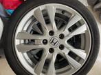 4x originele Honda Civic 17 inch aluminum velgen + banden, Gebruikt, 17 inch, Ophalen of Verzenden, Band(en)