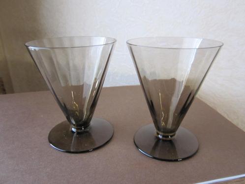 Zeven art deco fumi kristal aperitief glazen - optisch, Antiek en Kunst, Antiek | Glas en Kristal, Verzenden