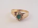Geelgoud ring 0.50 ct Smaragd, Diamanten, Sieraden, Tassen en Uiterlijk, Ringen, Verzenden, Zo goed als nieuw, 17 tot 18, Dame