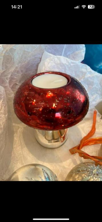 Vintage kerst paddestoel theelicht beschikbaar voor biedingen