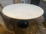 Tafel 120cm rond wit echt marmer gietijzeren trompet poot, Nieuw, 100 tot 150 cm, 100 tot 150 cm, Rond